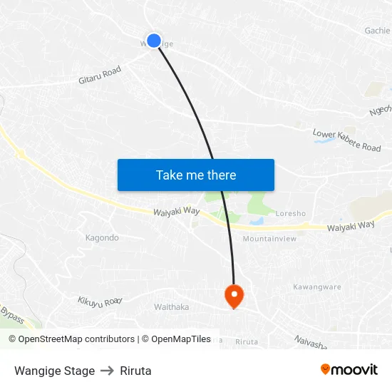 Wangige Stage to Riruta map