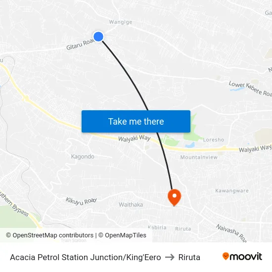Acacia Petrol Station Junction/King'Eero to Riruta map