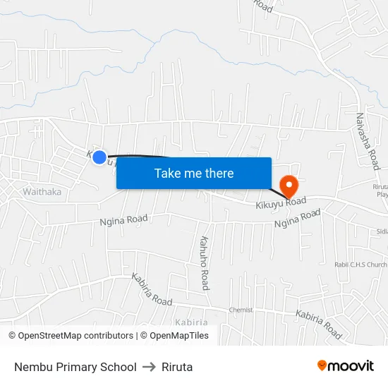 Nembu Primary School to Riruta map