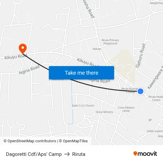 Dagoretti Cdf/Aps' Camp to Riruta map