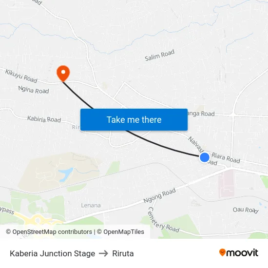 Kaberia Junction Stage to Riruta map