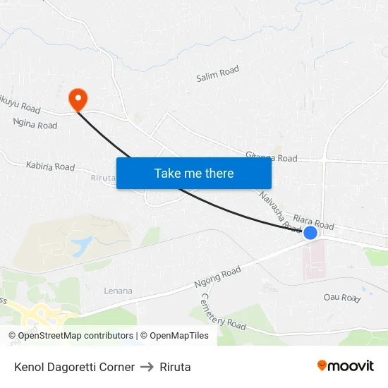 Kenol Dagoretti Corner to Riruta map