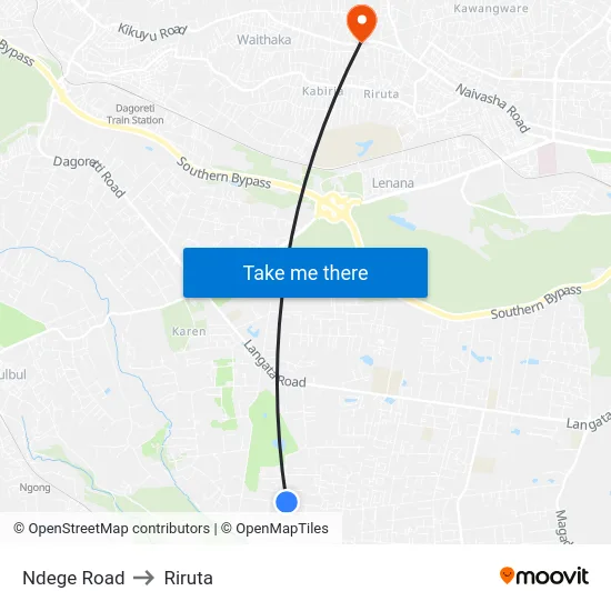 Ndege Road to Riruta map
