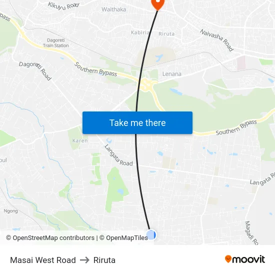 Masai West Road to Riruta map