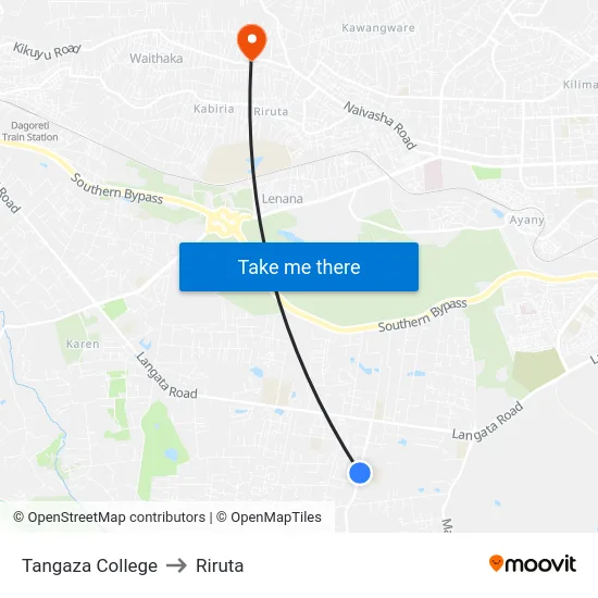 Tangaza College to Riruta map