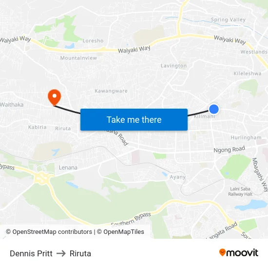 Dennis Pritt to Riruta map