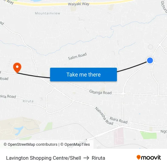 Lavington Shopping Centre/Shell to Riruta map