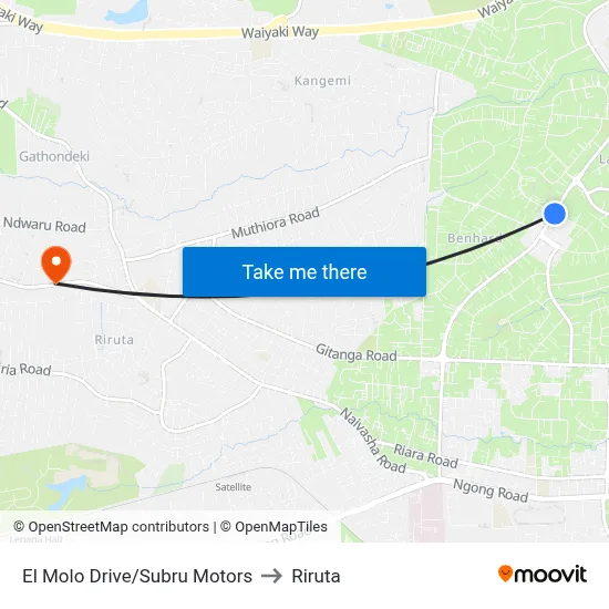 El Molo Drive/Subru Motors to Riruta map