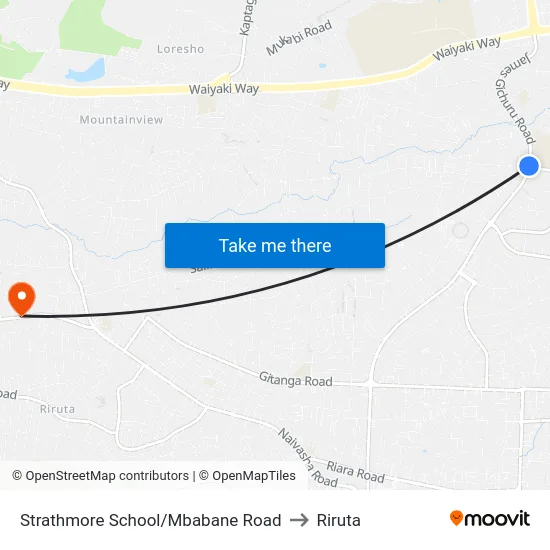 Strathmore School/Mbabane Road to Riruta map