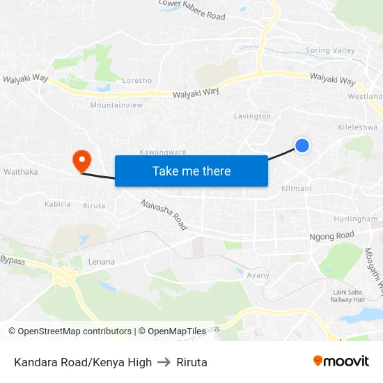 Kandara Road/Kenya High to Riruta map