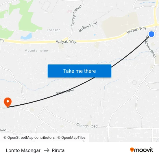 Loreto Msongari to Riruta map