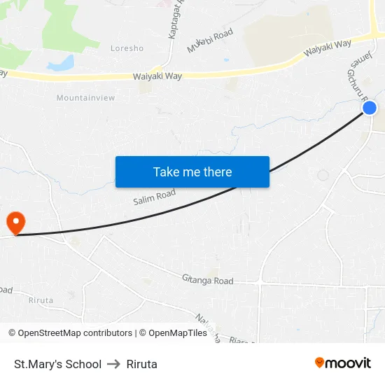 St.Mary's School to Riruta map