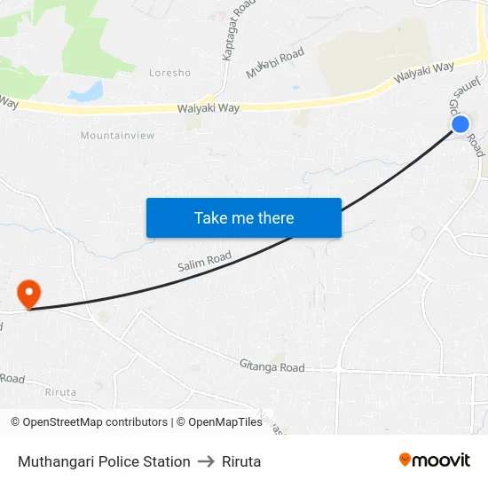 Muthangari Police Station to Riruta map