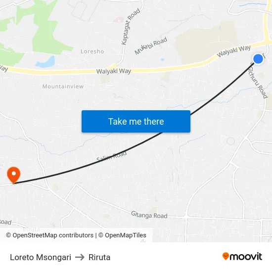 Loreto Msongari to Riruta map