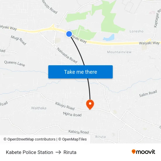 Kabete Police Station to Riruta map