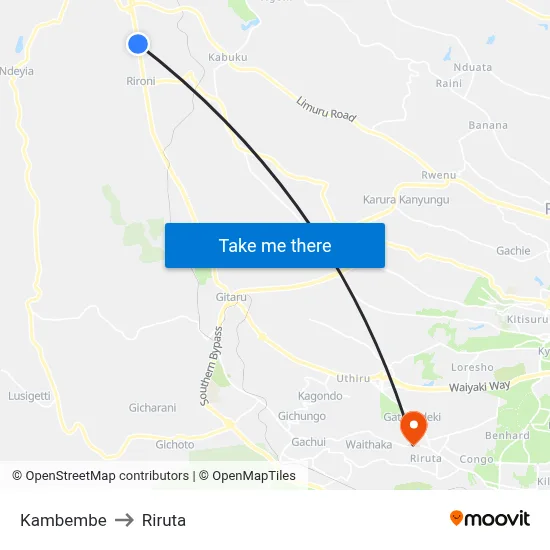 Kambembe to Riruta map