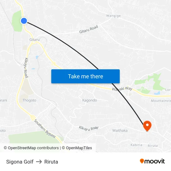 Sigona Golf to Riruta map