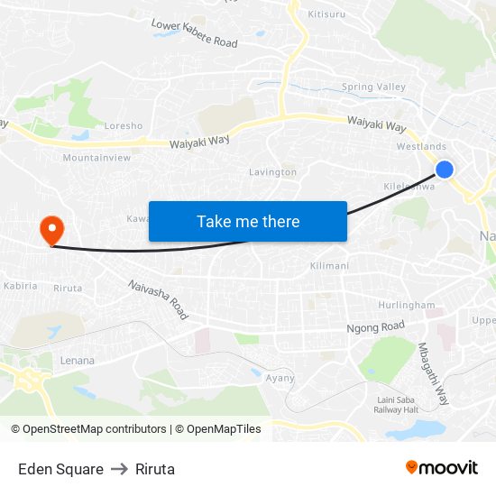 Eden Square to Riruta map