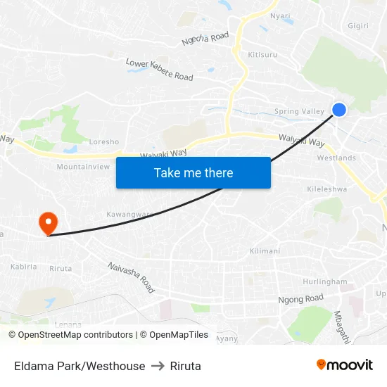 Eldama Park/Westhouse to Riruta map