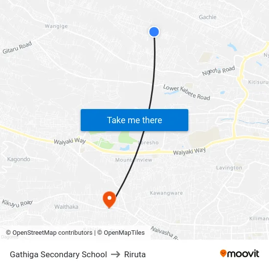 Gathiga Secondary School to Riruta map