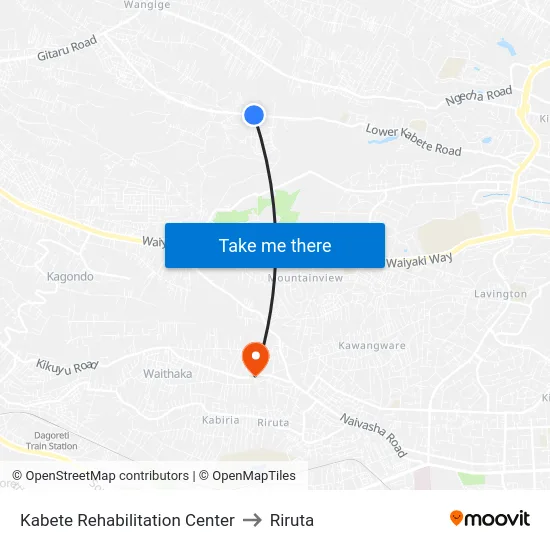 Kabete Rehabilitation Center to Riruta map