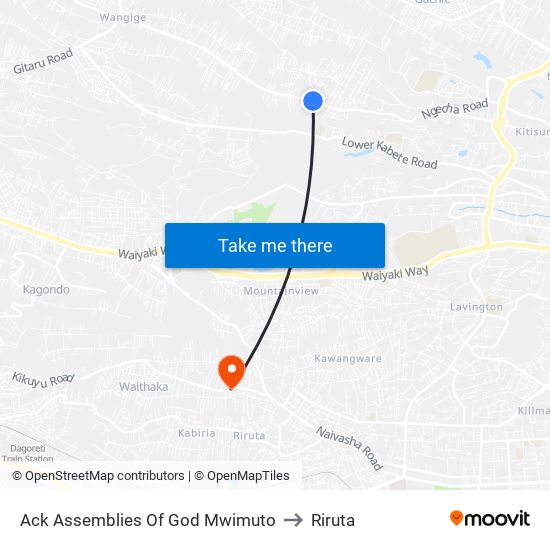 Ack Assemblies Of God Mwimuto to Riruta map