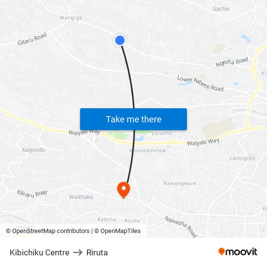 Kibichiku Centre to Riruta map
