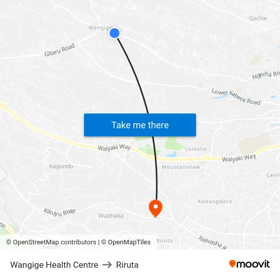 Wangige Health Centre to Riruta map