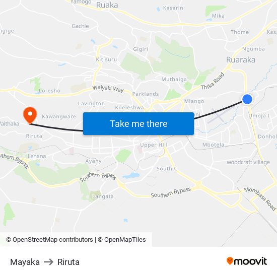 Mayaka to Riruta map