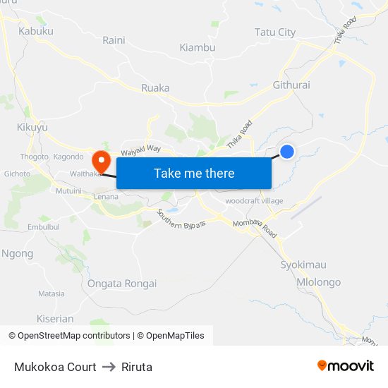 Mukokoa Court to Riruta map