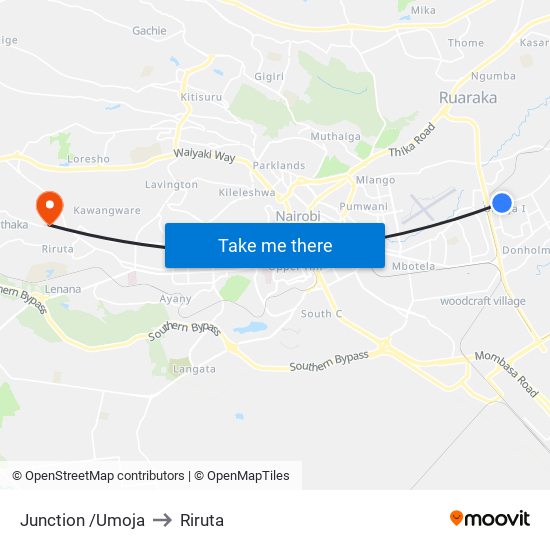 Junction /Umoja to Riruta map