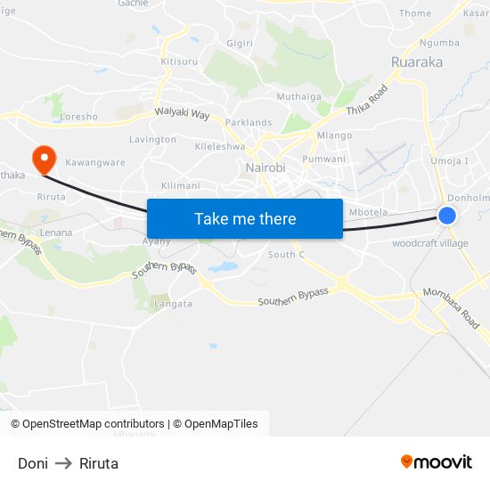 Doni to Riruta map