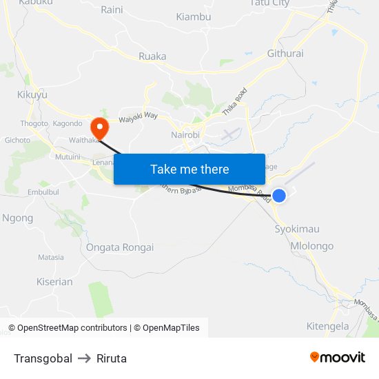 Transgobal to Riruta map