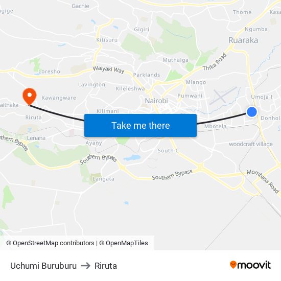 Uchumi Buruburu to Riruta map