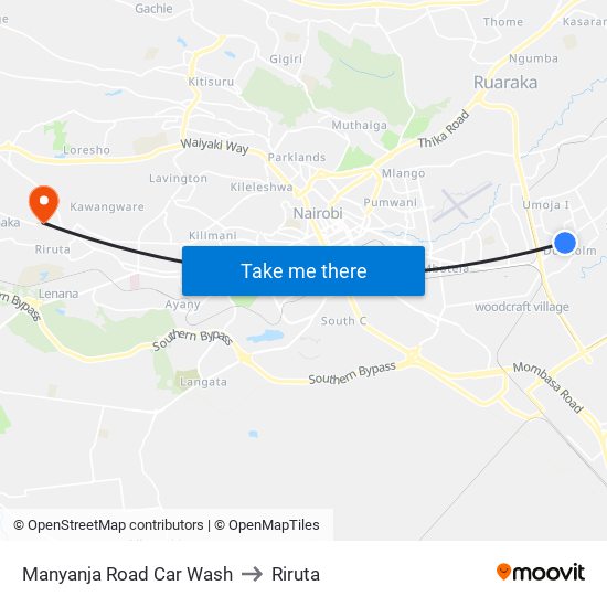 Manyanja Road Car Wash to Riruta map