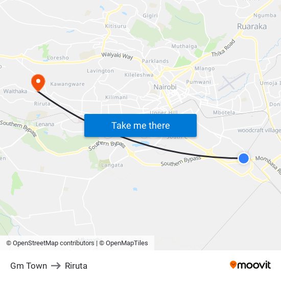 Gm Town to Riruta map