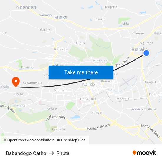 Babandogo Catho to Riruta map