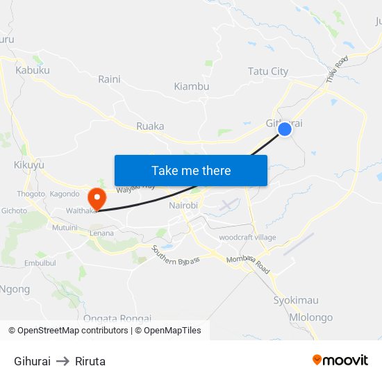 Gihurai to Riruta map
