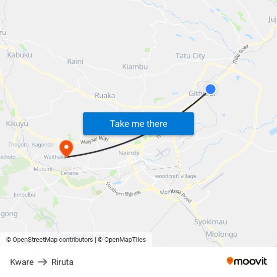 Kware to Riruta map