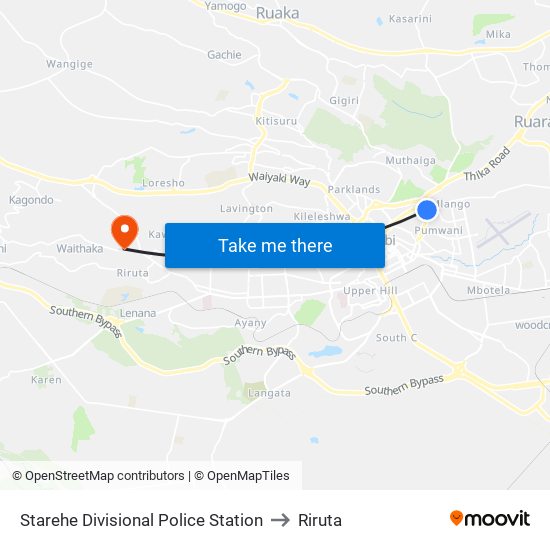 Starehe Divisional Police Station to Riruta map