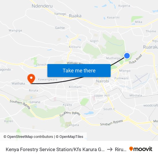 Kenya Forestry Service Station/Kfs Karura Gate to Riruta map