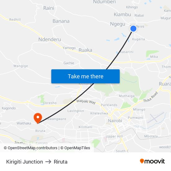 Kirigiti Junction to Riruta map