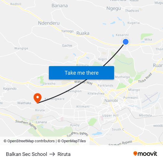 Balkan Sec School to Riruta map