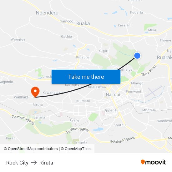 Rock City to Riruta map