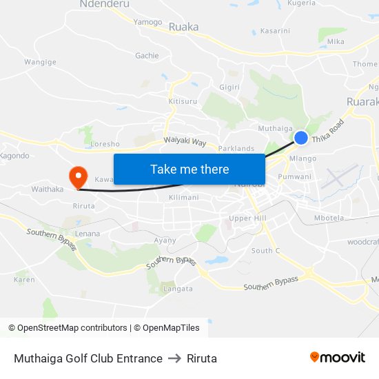 Muthaiga Golf Club Entrance to Riruta map