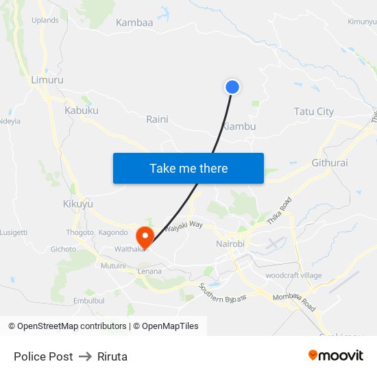 Police Post to Riruta map