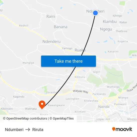 Ndumberi to Riruta map