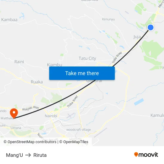 Mang'U to Riruta map