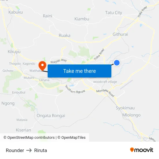 Rounder to Riruta map