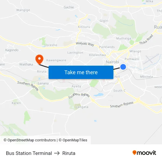 Bus Station Terminal to Riruta map